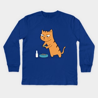 Foodie Cat Kids Long Sleeve T-Shirt